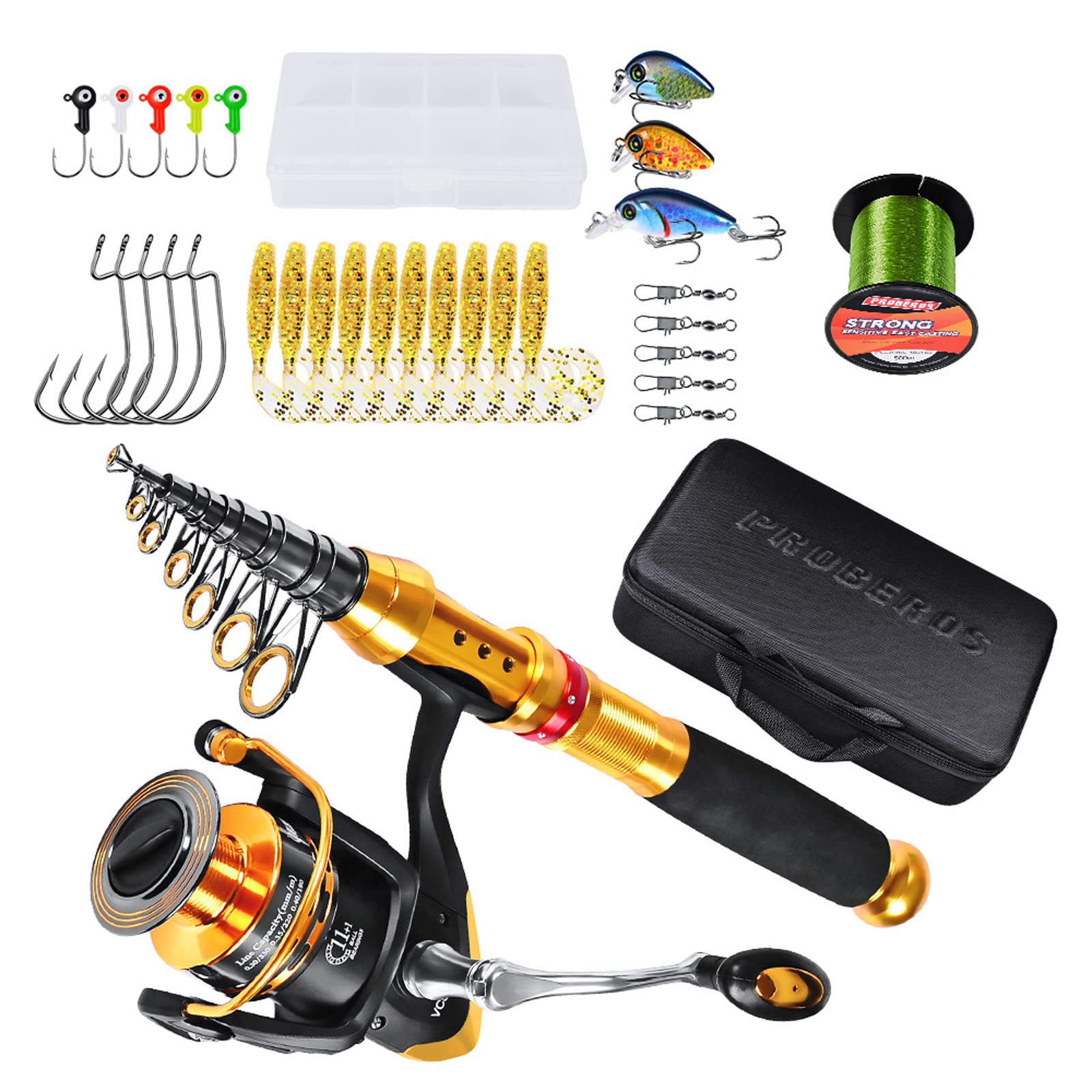 Kit de Canne à Pêche,InnovTec 2.7m Ultra Léger Canne à Pêche Télescopique en Fibre de Carbone,11+1BB 5.0:1 Rapport de Vitesse Moulinet Traînée Maximale 8kg Ensemble de Matériel de Pêche