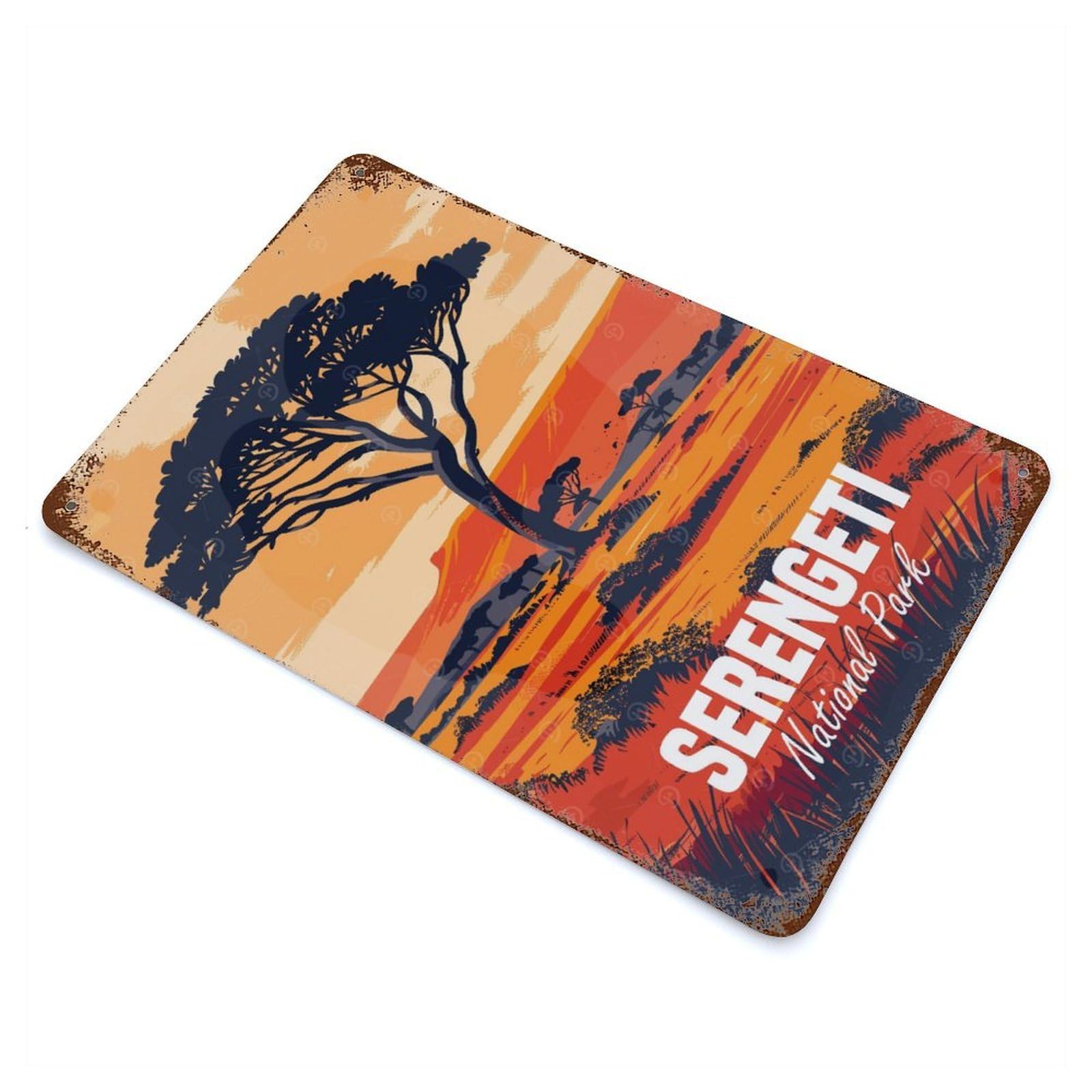 Serengeti National Park Decorative Tin Sign 11.8"x7.9", Retro Wall Decor for Basement, Hobby Room And Garage Decor
