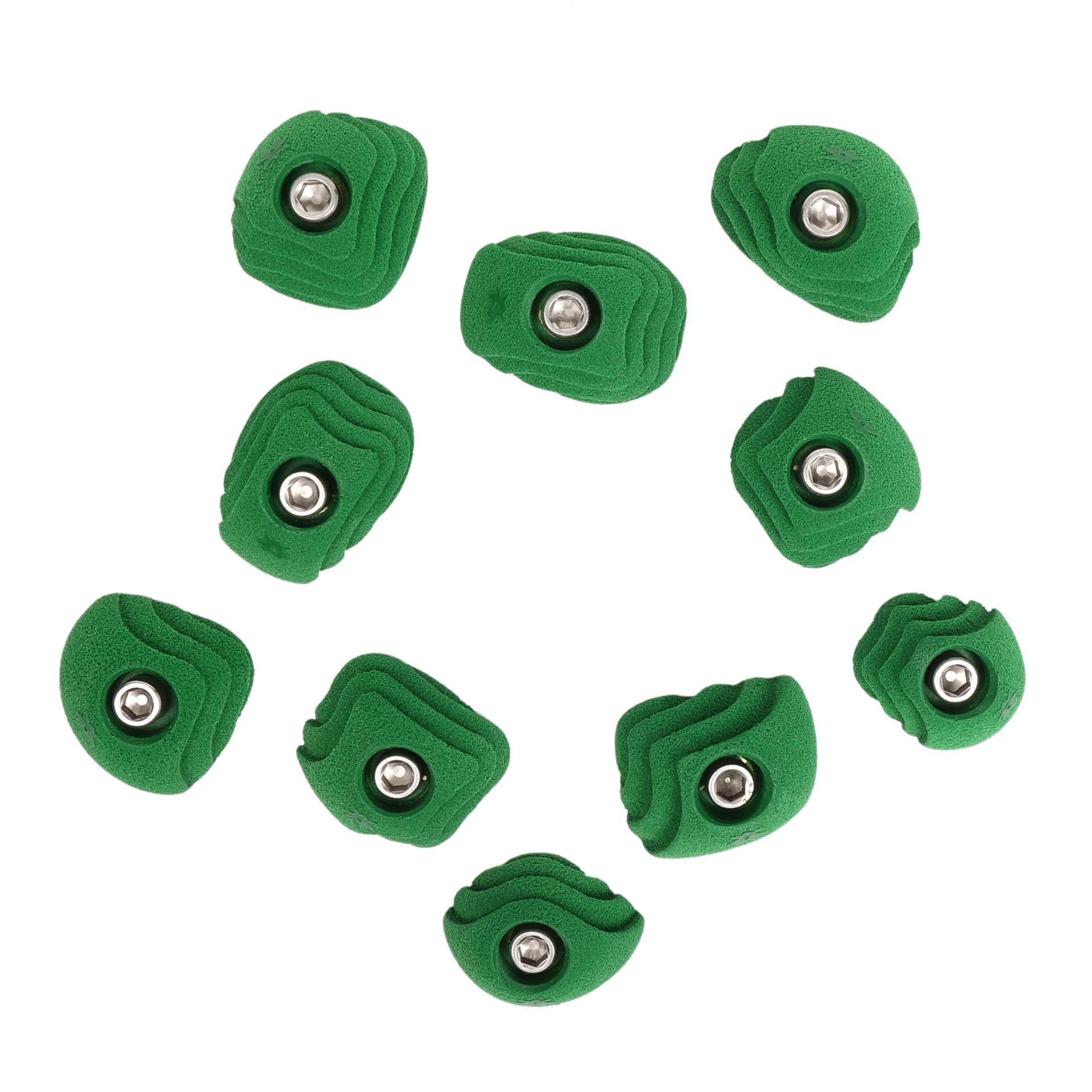 Atomik Rock Climbing Holds Set of 10 Small Scaled Tech Feet in Green