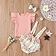 UUAISSO Neugeborenes Baby Mädchen Kleidung Sets Rüschen Kurzarm Tops Blumen Hosenträger Shorts mit Stirnband Sommer Outfits Rosa-2 12-18 Monate
