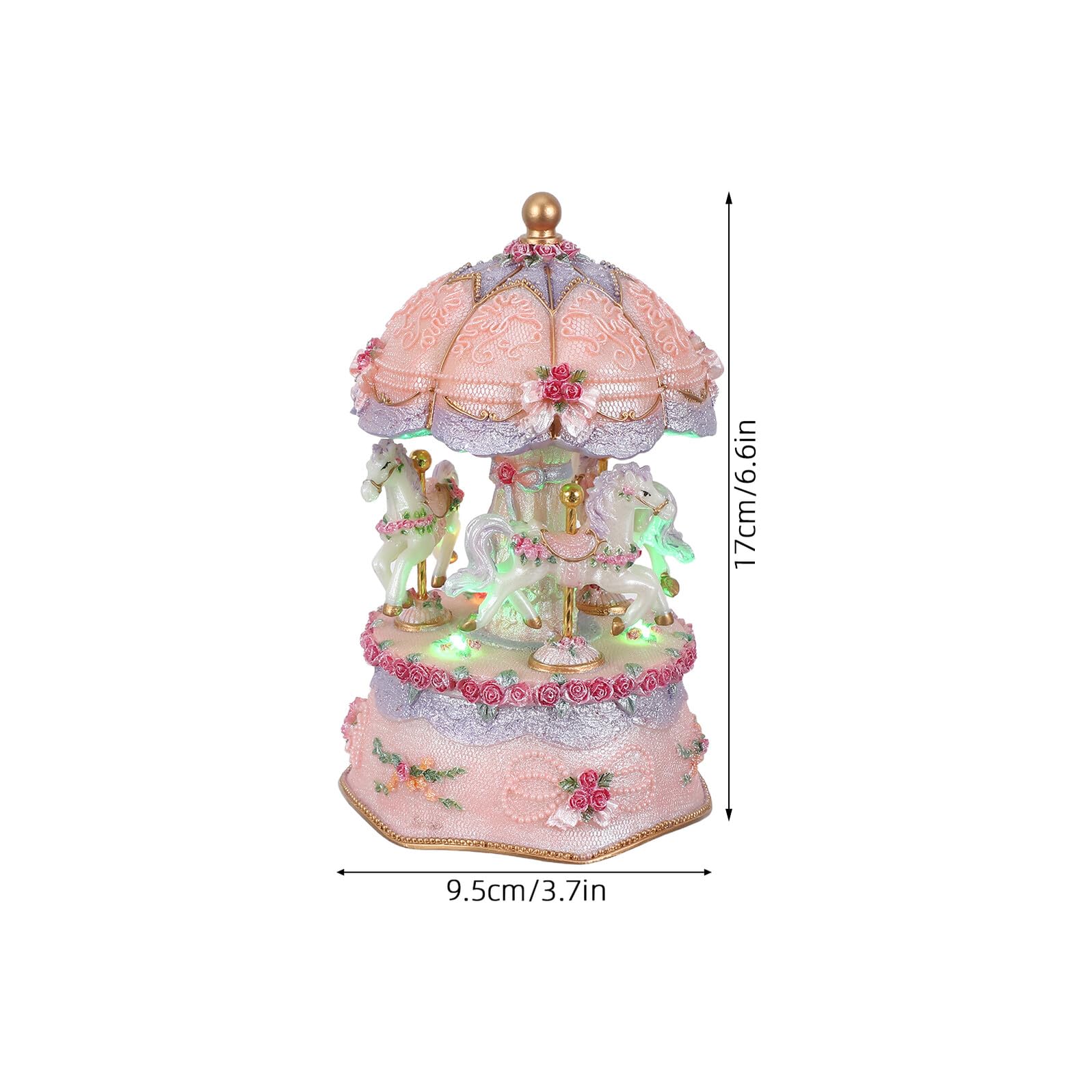 Karussell Spieluhr aus Kunstharz, Windbares Musikwerk | Rotierende Pferdefigur, Elegantes Vintage Design, Geschenk zu Weihnachten oder Geburtstag