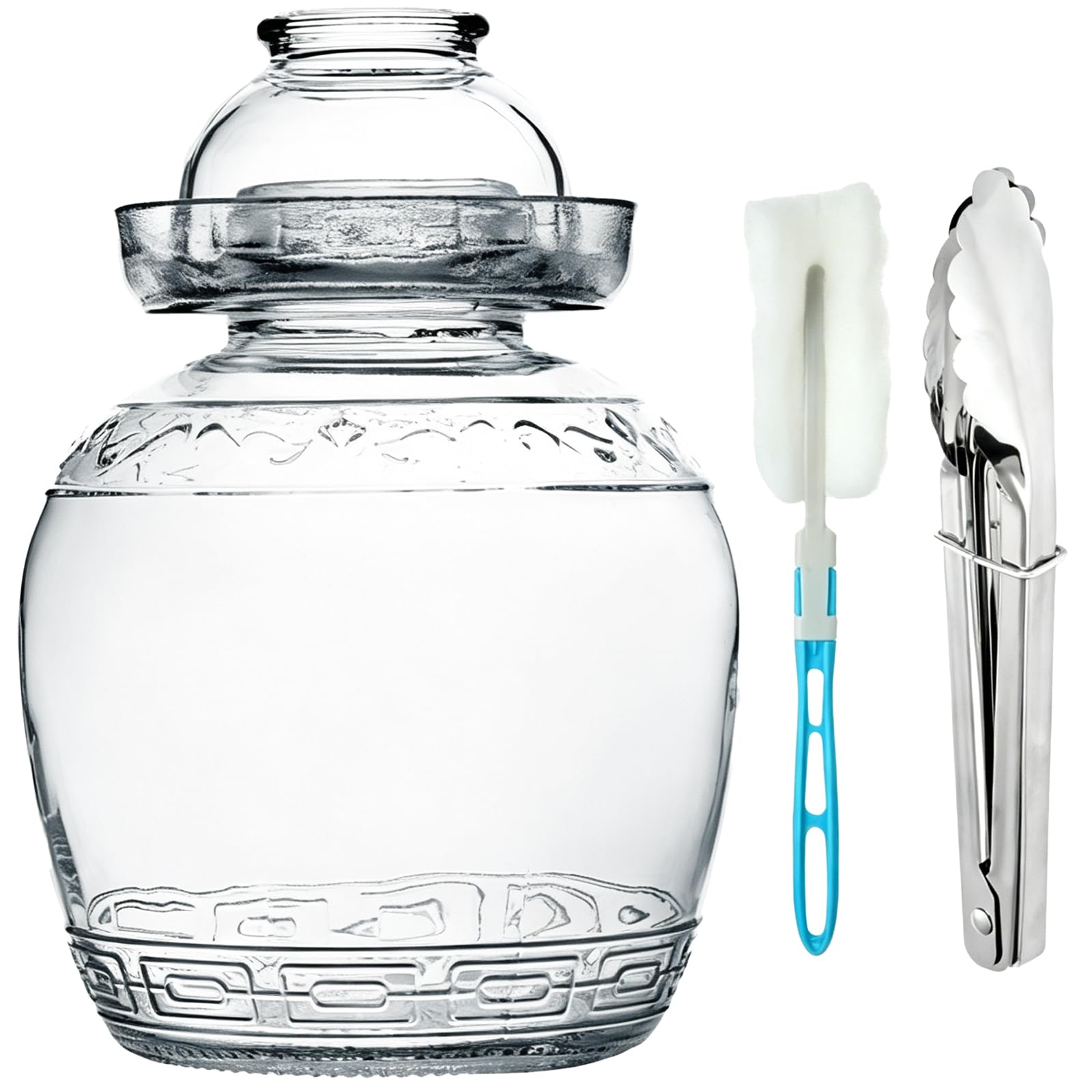 Generisch Fermentationsglas, großes dicht schließendes Einmachglas, traditioneller chinesischer Fermentiertopf mit Wasserverschluss Deckel, Glas Gärtank für Kimchi, Sauerkraut und Einlegen