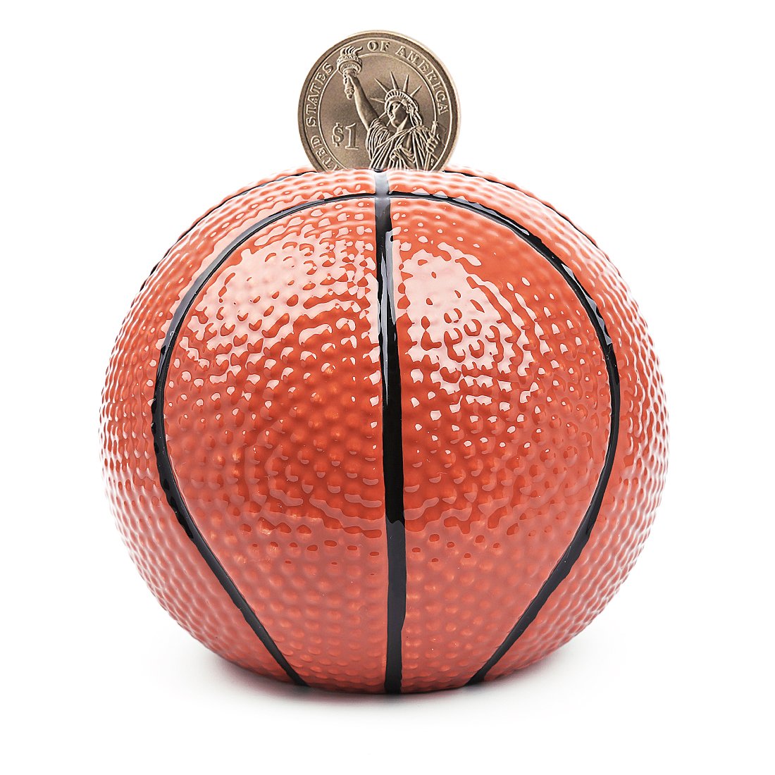 FORLONG Ceramic Large Piggy Bank for Boys,Basketball Sports Coin Bank, Bedroom Decor Money Box-L
