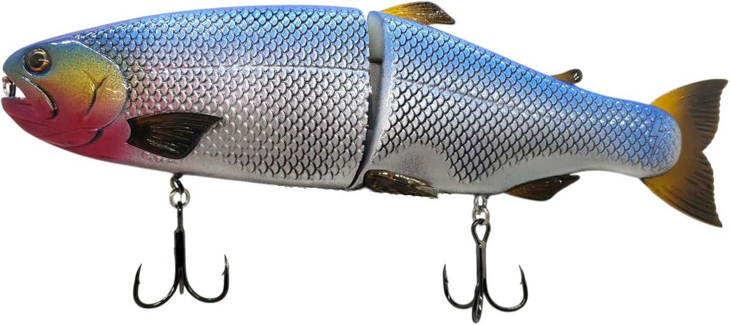 Technical Trout’s 8 ¾” Swimbait – Realistic Multi-Jointed Glide Bait for Bass Fishing – Big Fish Lure with Size 1 Vector Hooks – Hand-Painted & Coated in The USA (Hinkle Trout Clone)