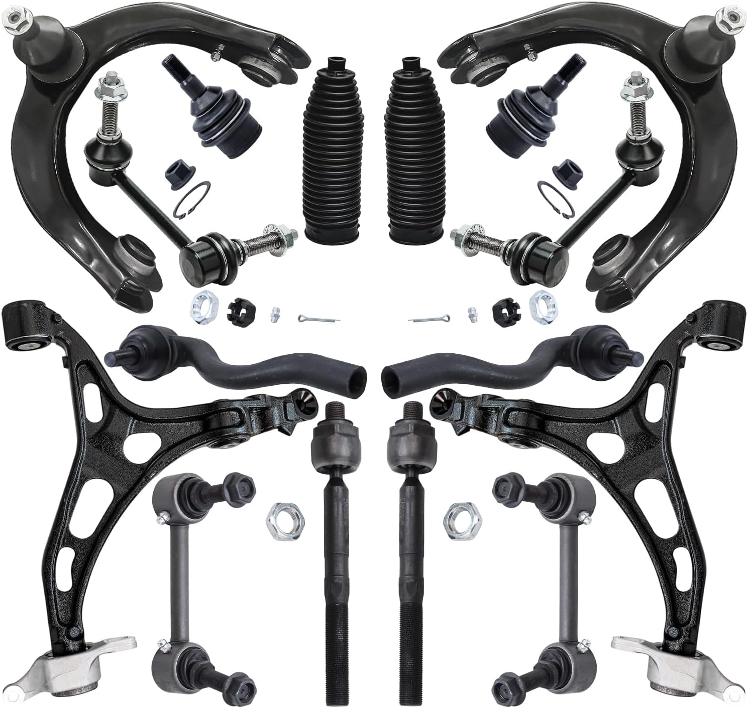 Detroit Axle - Front End 16pc Kit for Jeep 2011-2015 Grand Cherokee 2011-2015 Dodge Durango, 4 Control Arms 2 Lower Ball Joints 4 Front & Rear Sway Bars 4 Tie Rods 2 Boots Replacement