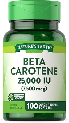 Nature 's Truth betacaroteno 25.000IU Vitamina A cápsulas blandas, 100unidades