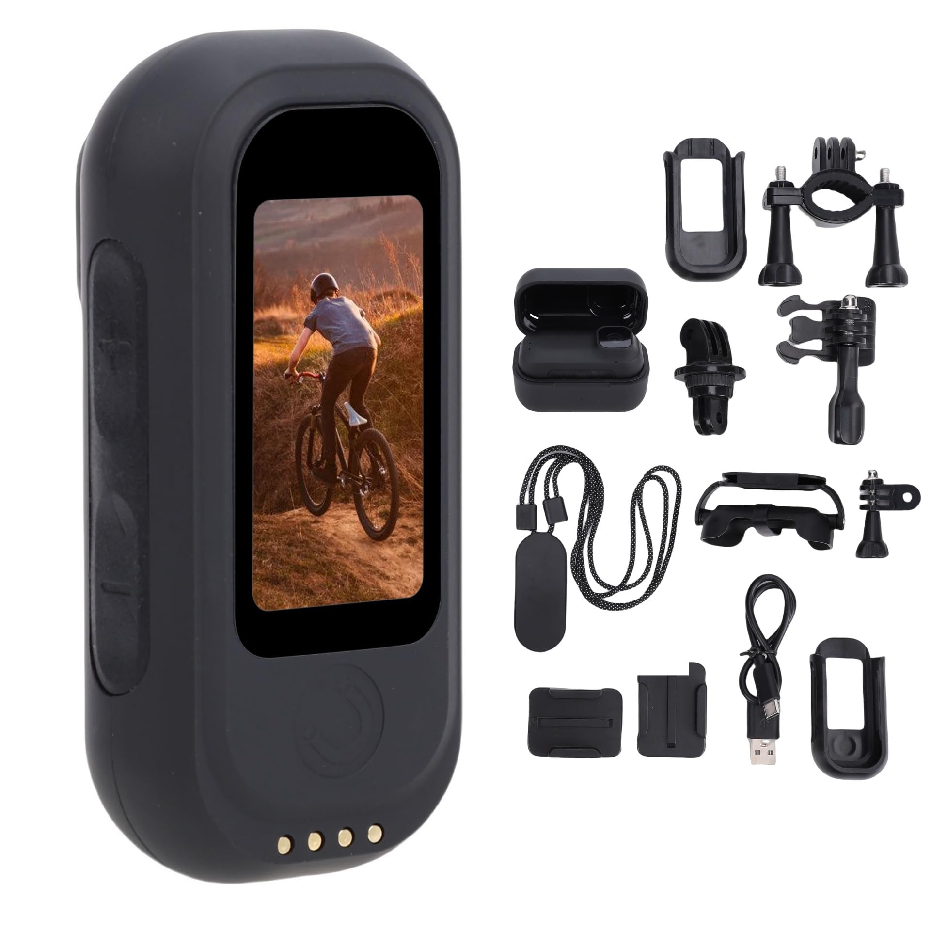 Fotocamera d'azione 4K con cinturino magnetico, custodia impermeabile, custodia di ricarica, accessori di montaggio per bicicletta, arrampicata, film animale o vlogging