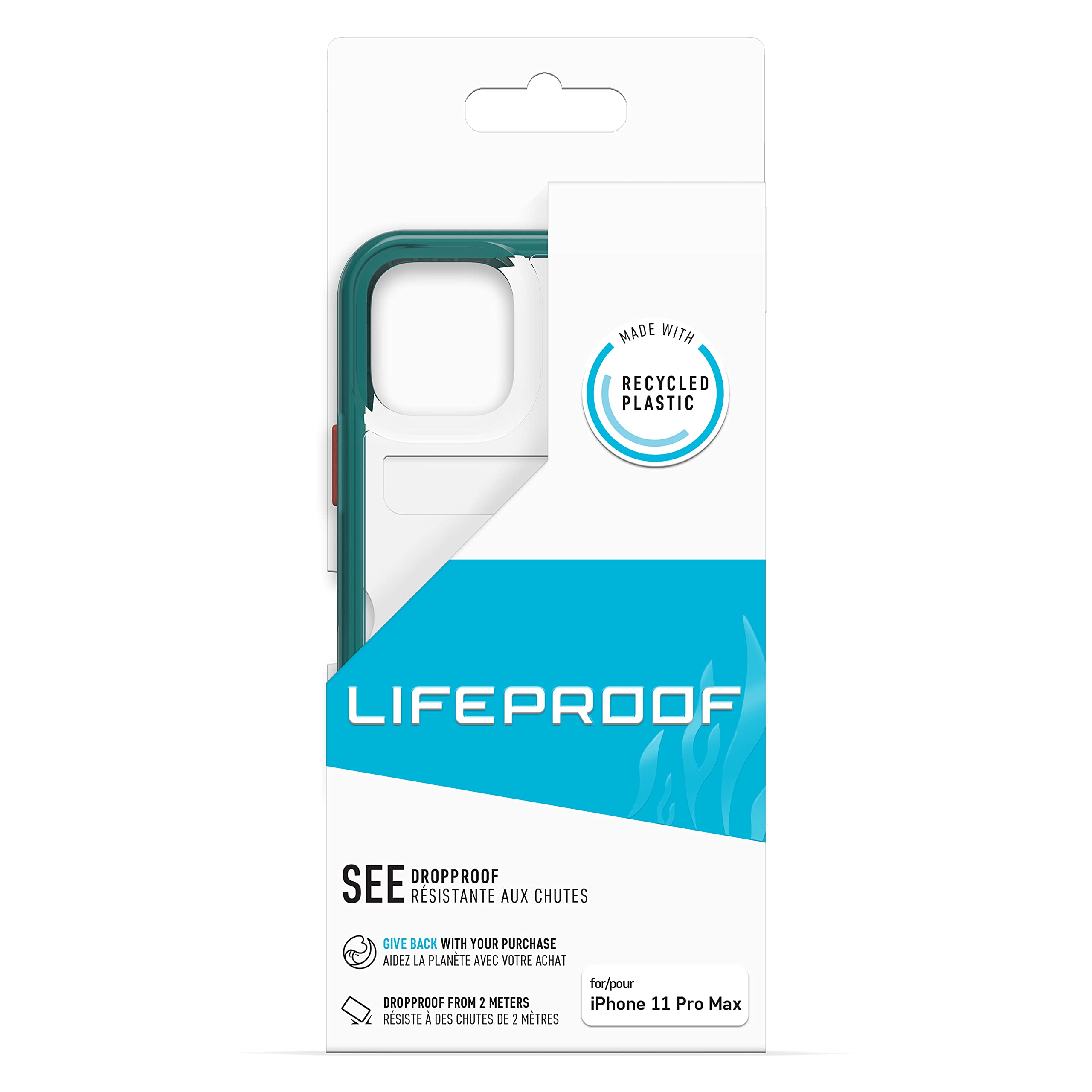 Otterbox LifeProof SEE Cover Per IPhone 11 - Trasparente/Verde - Sottile E Sostenibile - Resistente A Cadute Da 2 Metri