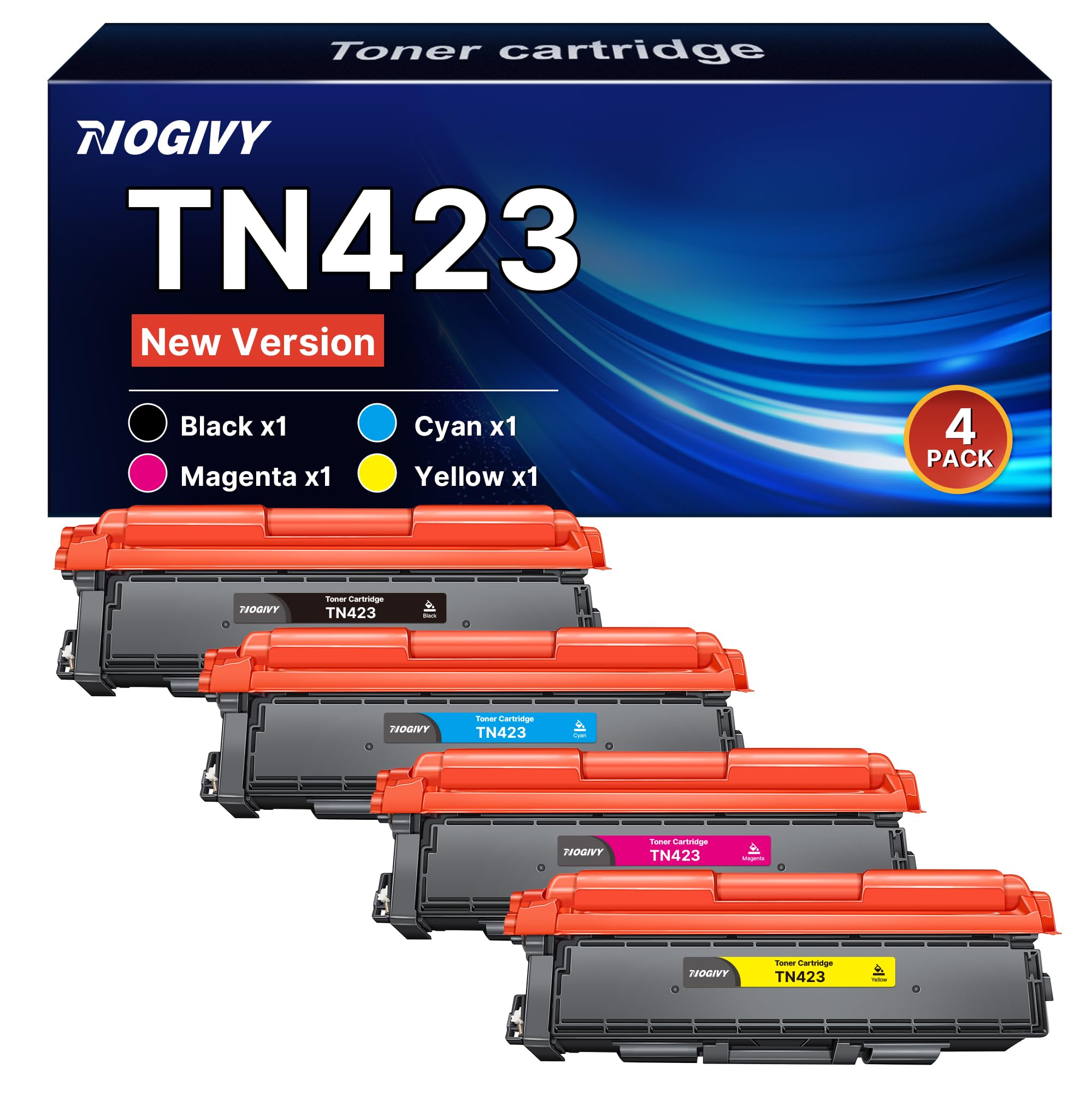 TN-423 TN423 Toner Kompatibel für Brother TN423 TN 423 TN-421 tn 421 für Brother MFC-L8690CDW Toner HL-L8260CDW MFC-l9570cdw DCP-L8410CDW (Schwarz, Cyan, Magenta, Gelb, 4er-Pack)