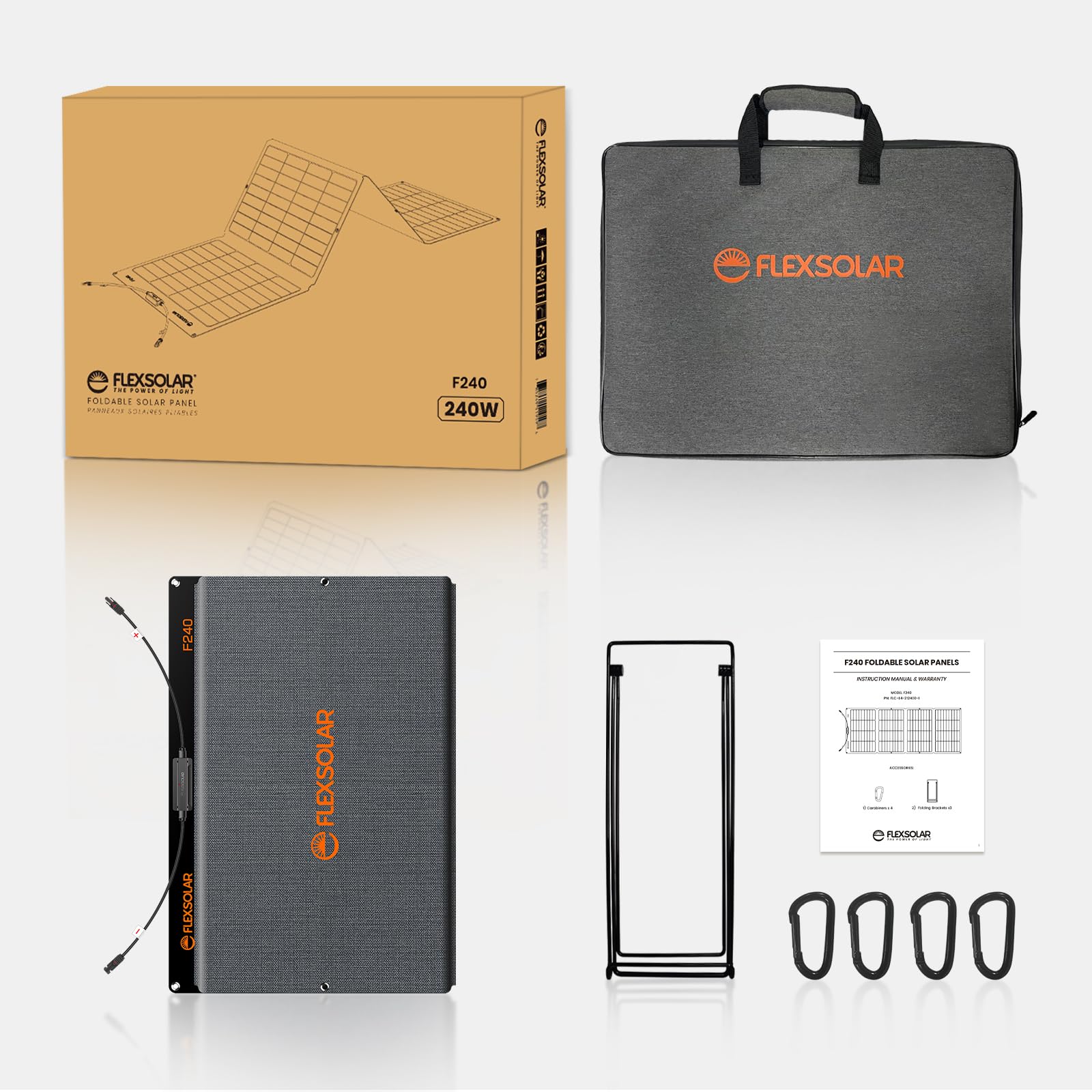 Flexsolar 240W Faltbares Solarpanel, Tragbare Solarladegerät mit monokristallinen Zellen für Camping, Wohnmobile