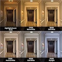 Vista 7 de Meconard Paquete de 6 luces LED empotrables de 4" de 5 CCT con luz nocturna, 2700K/3000K/3500K/4000K/5000K seleccionables, luces LED empotrables