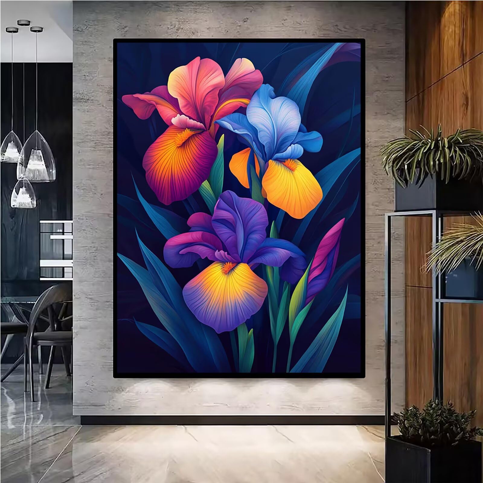 Diamond Painting Kit Completo, Diamond Painting Fiori, 5D Quadrato Pittura Diamante Kit Manualidades Adultos DIY Diamantini Crystal Art Disegni Ricamo Punto Croce Artigianale, 90x120cm Colore j0-825