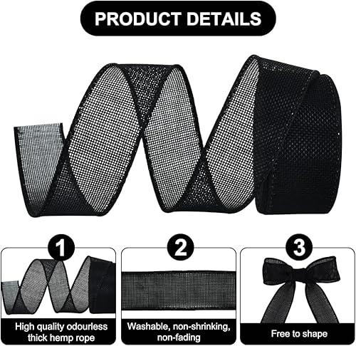 Miniatura 3 de TONIFUL Cinta de arpillera con alambre, cintas de arpillera sintética de 2.5 pulgadas, cinta de arpillera violeta púrpura para Navidad, decoración