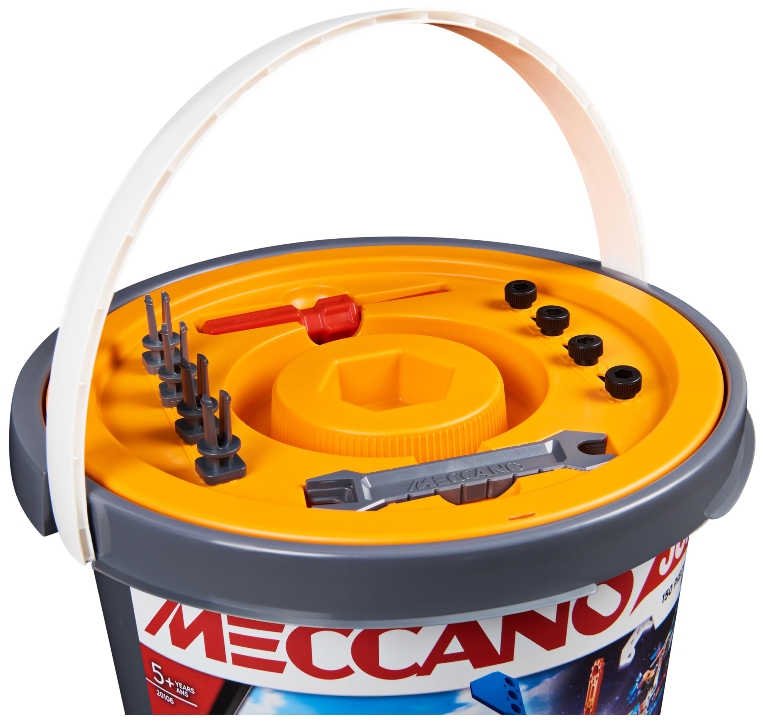 MECCANO Junior, Kit di Costruzioni, Secchiello da 150 Pezzi per Gioco Creativo - dai 5 Anni