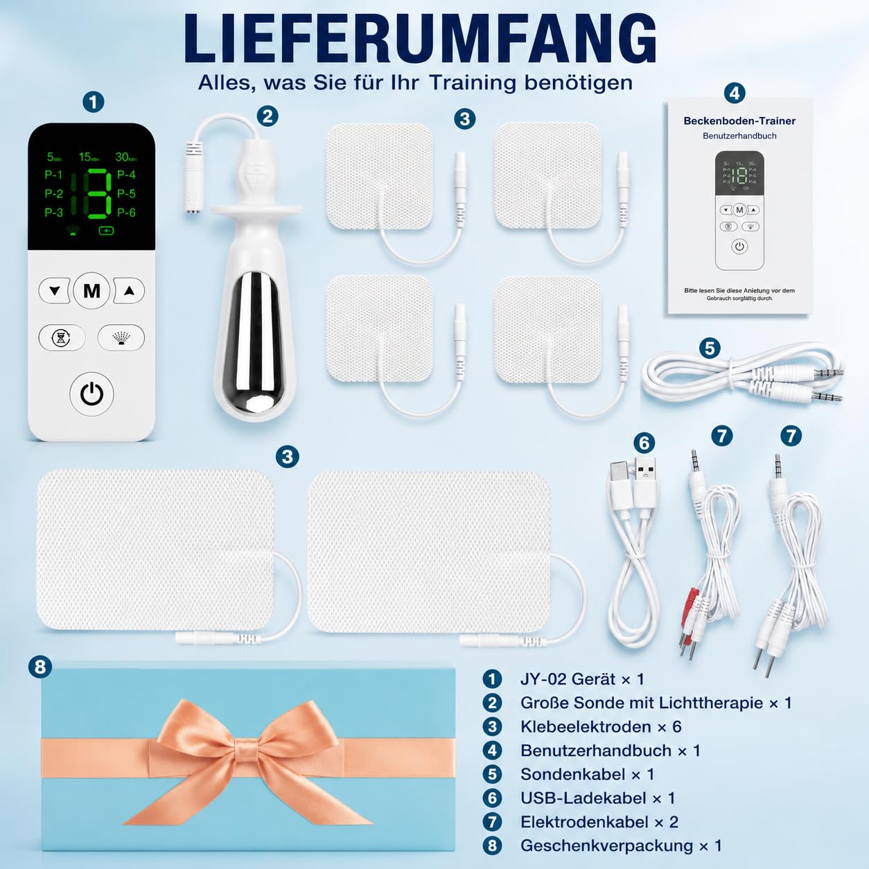 3-in-1 Beckenbodentrainer für Frauen – EMS, Rotlicht & Vibrationsmassage | Elektrischer Kegeltrainer zur Stärkung der Beckenbodenmuskulatur, Blasenkontrolle und Rückbildung nach der Geburt