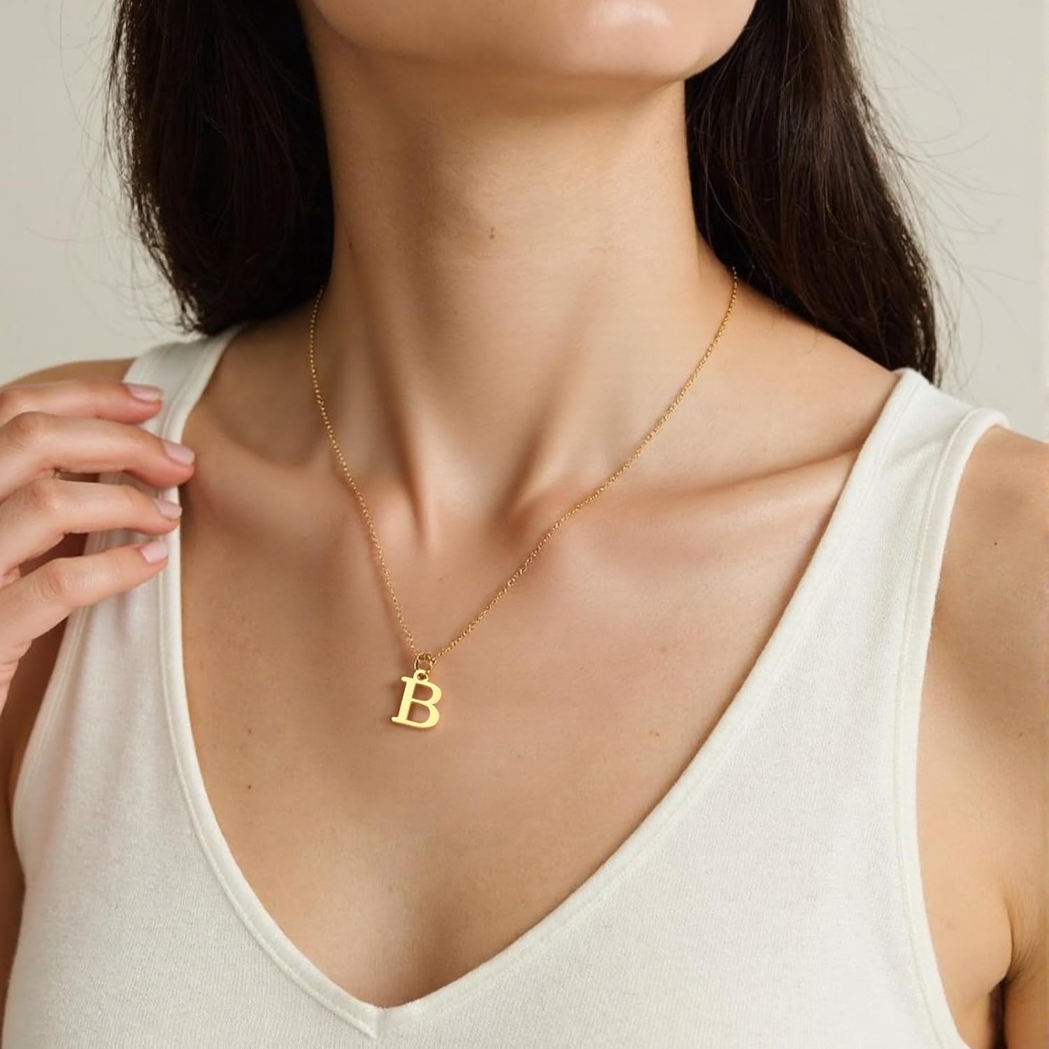 Rosoz Gold Initial Necklaces for Women, 18K Gold Plated Dainty Letter Necklace Tiny A-Z Pendant Choker Necklace Trendy Fashion Personalized Gift Monogram Name Necklace Jewelry Necklace for Women Gift - Image 3