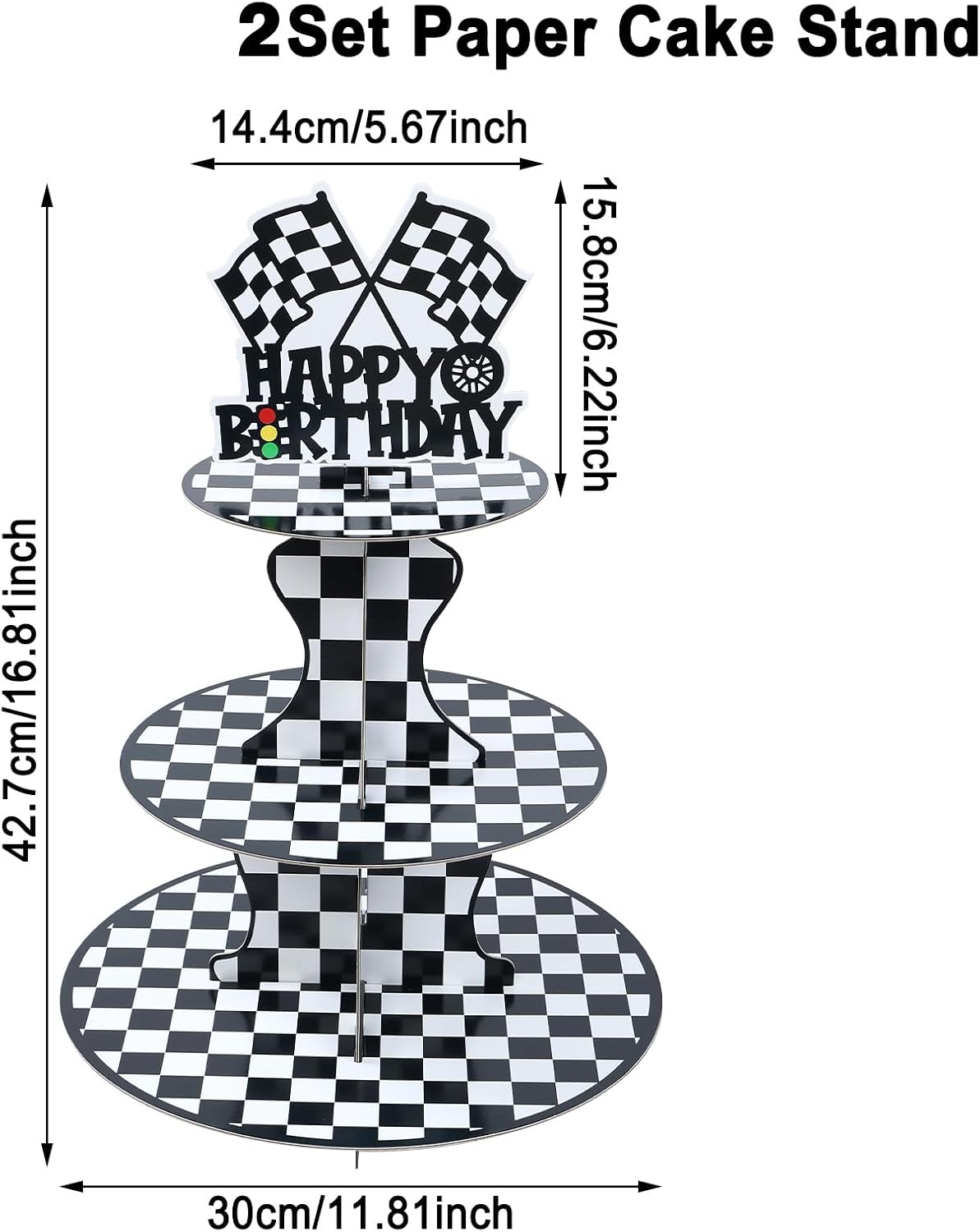 2Pcs 3 Tier Car Cupcake Stand Cardboard for Kids Birthday Party Decor image 3