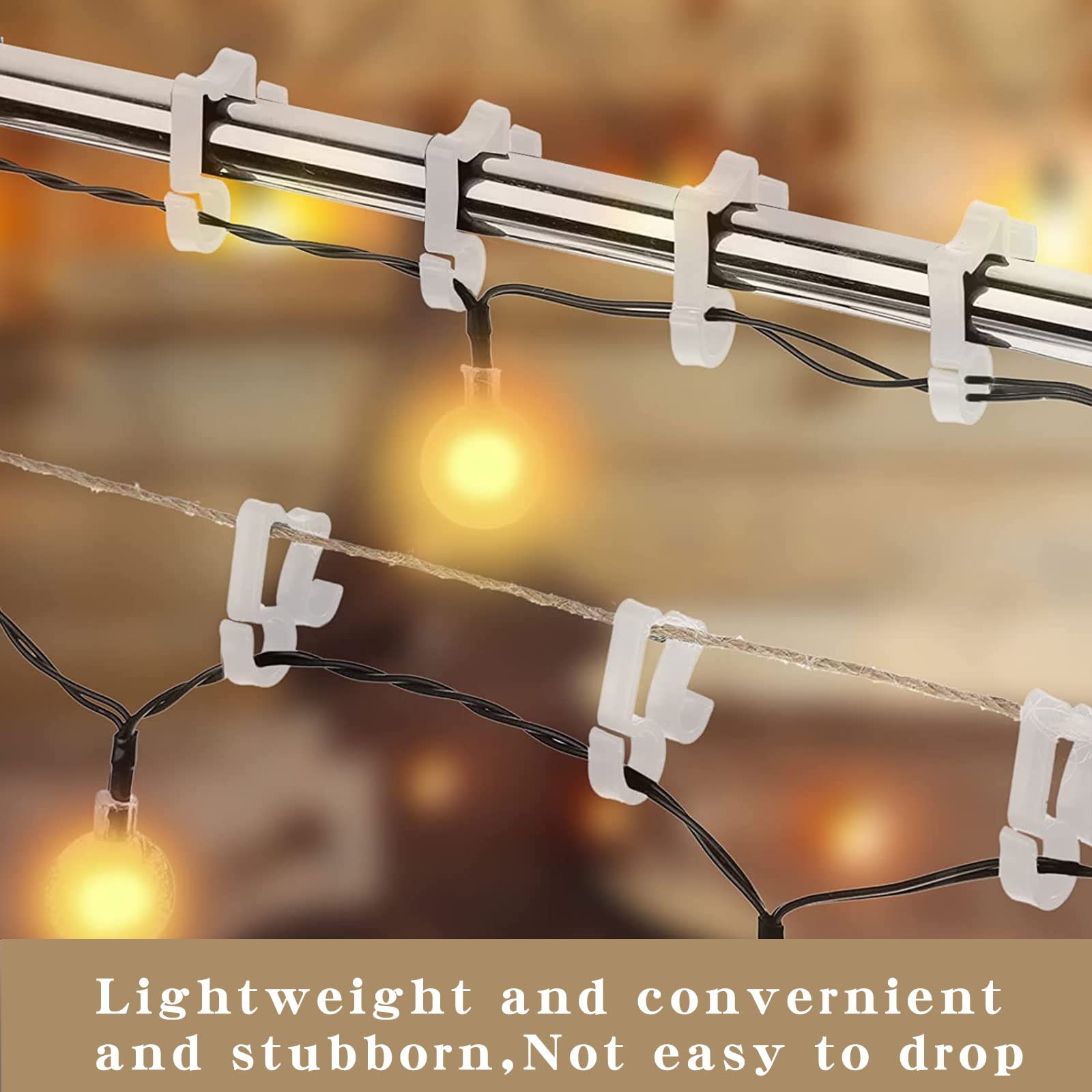 120 PCS Crochets Guirlande Exterieur Noirs, Crochet Gouttiere en Plastique Réutilisables pour Suspension des Guirlandes Lumineuses de Noël, Décoration