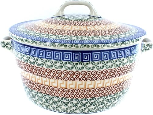 Miniatura 3 de Blue Rose Polaco Cerámica Barnyard Gallo cubierto redondo panadero