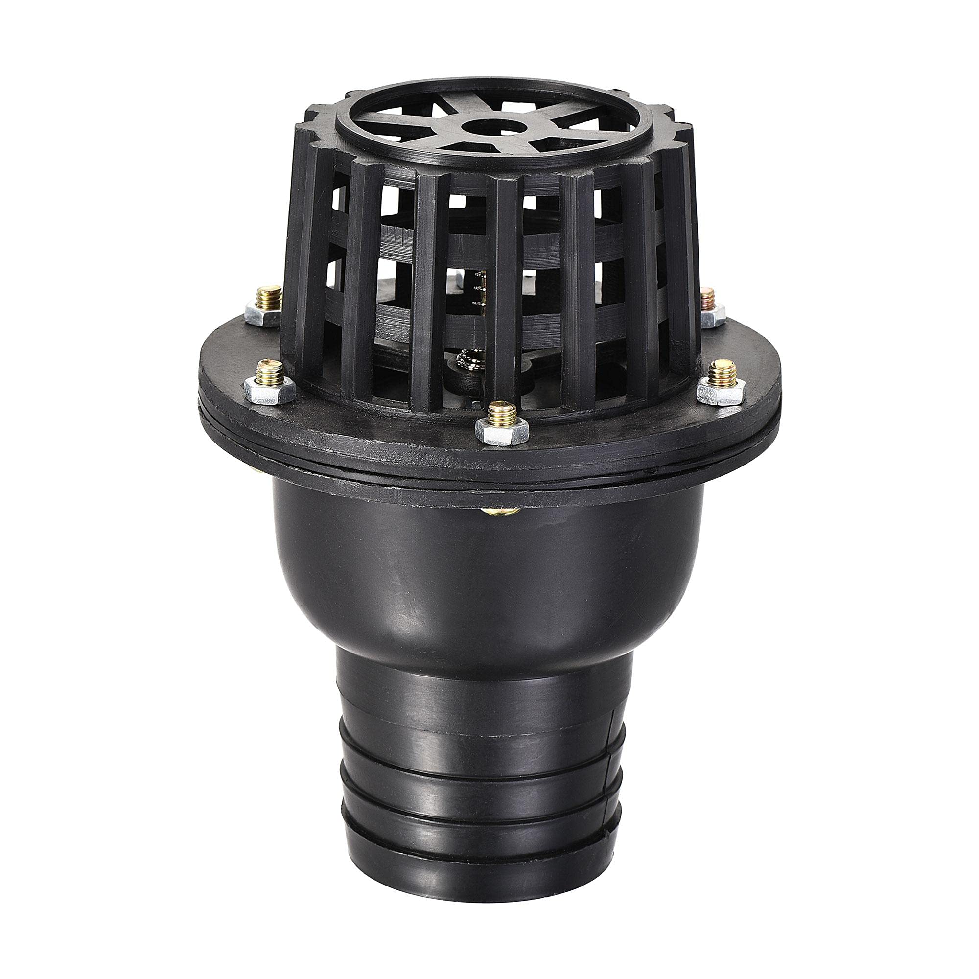 sourcing map Foot Valve, 50.2mm Barb Filter Strainer Check Valve for Home Garden Water Well Pump Pool, PVC, Black
