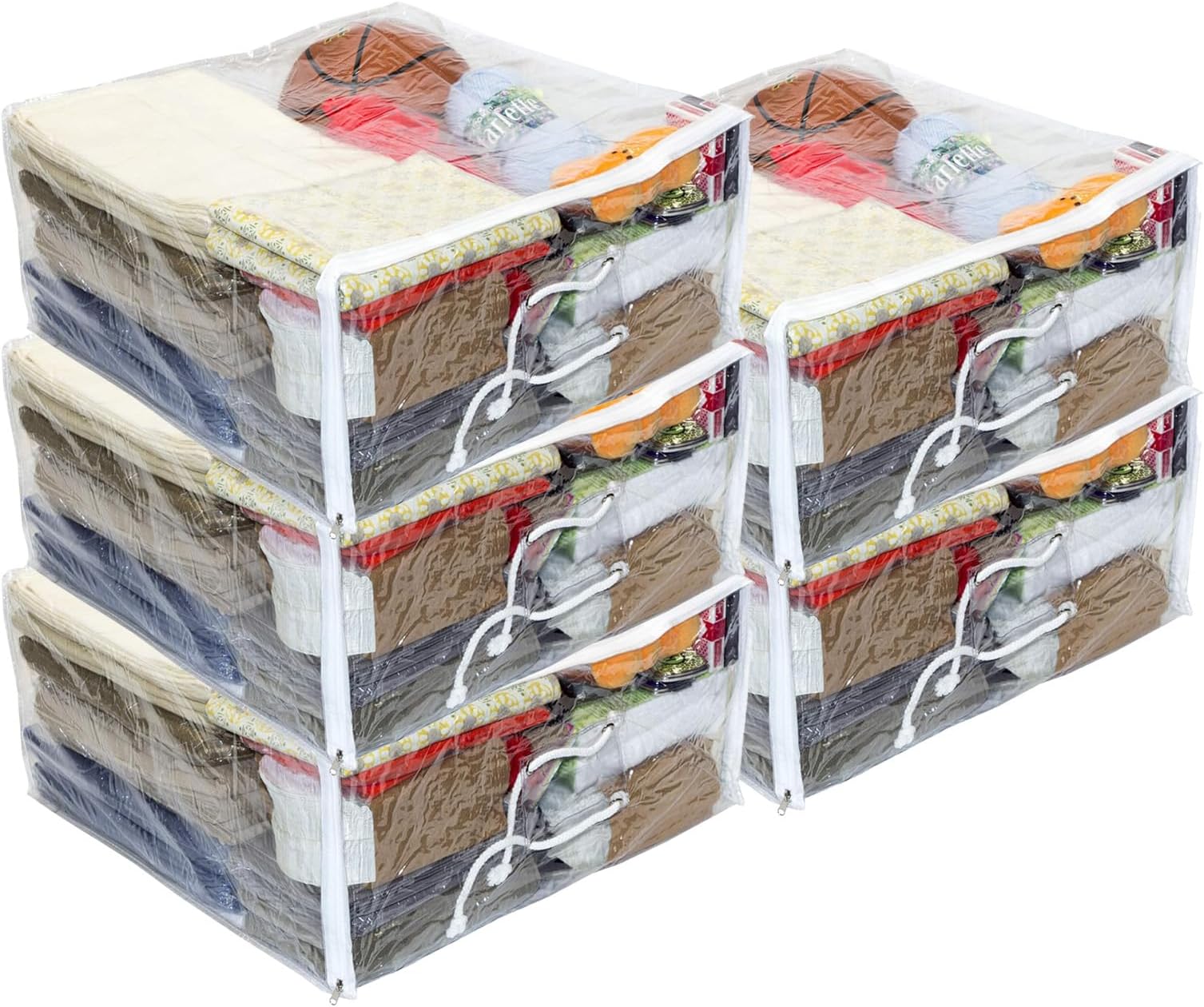5-Pack Clear Vinyl Zippered Comforter Moving Storage Bags 21 x 21 x 10 Inch with Rope Handle