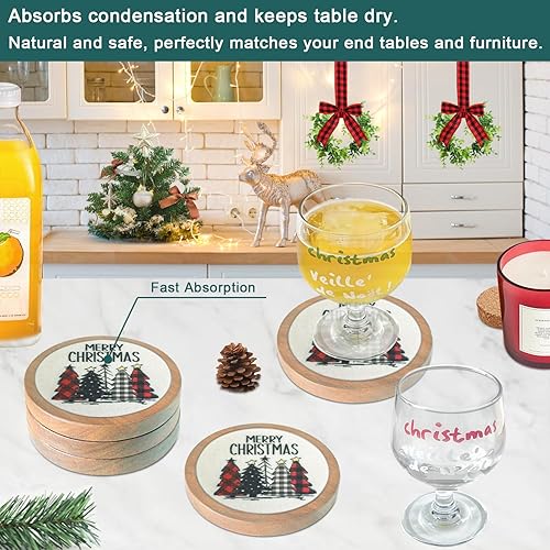 Miniatura 4 de Juego de 5 posavasos absorbentes para árbol de Navidad, regalos de elefante blanco, regalos de Papá Noel, decoración de Navidad, posavasos para