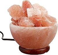 Vista 6 de Spantik Himalayan Salt Lamp Bowl with Natural Crystal Chunks, Dimmer Cord and Classic Wood Base Premium Quality Authentic from Pakistan