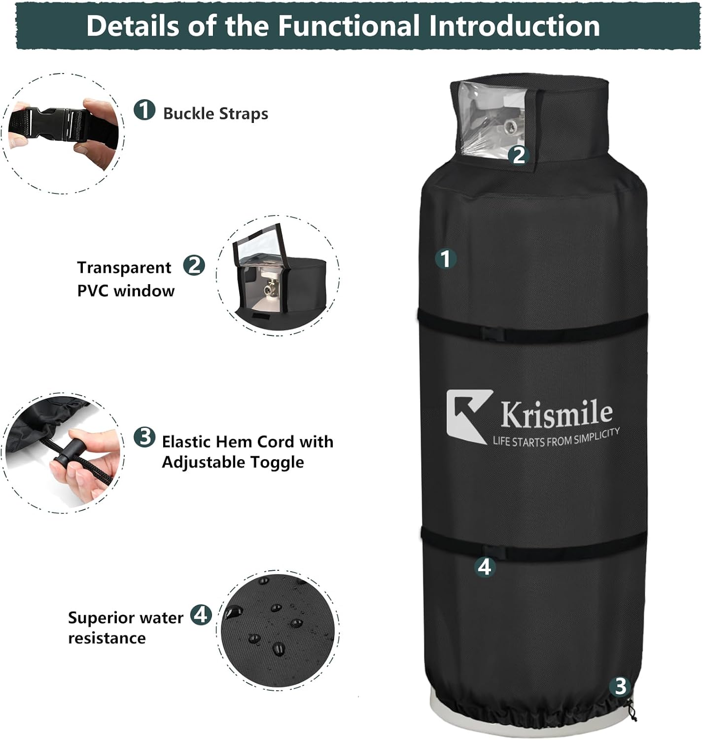 100 Pound Propane Tank Cover with Plush Lining,Heavy Duty Waterproof Anti-UV Propane Tank Winter Cover,with PVC Top Opening and Split Zipper for Easy to Use, Black