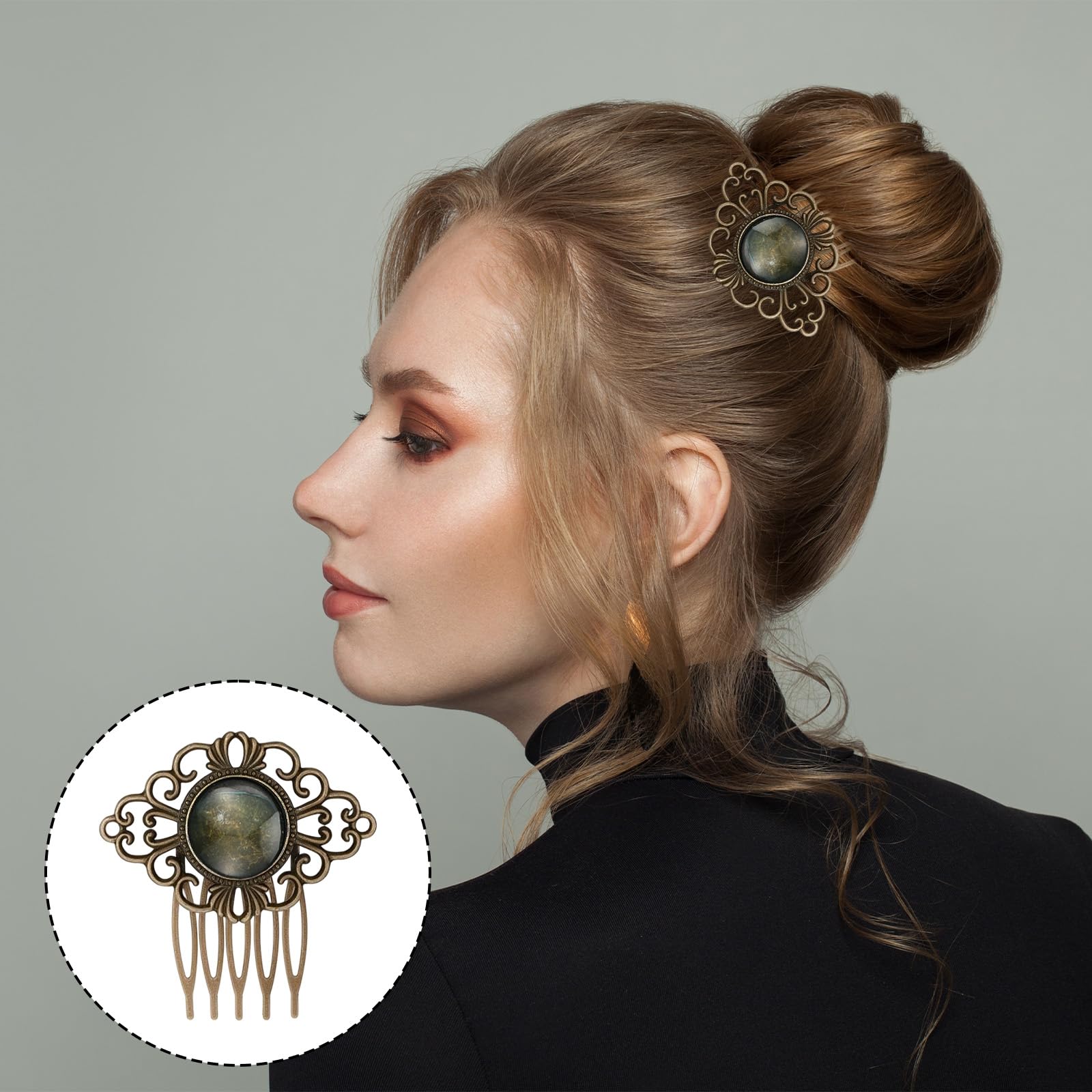 Snapklik.com : 6pcs Vintage Gold Hair Side Combs Butterfly  display picture 1