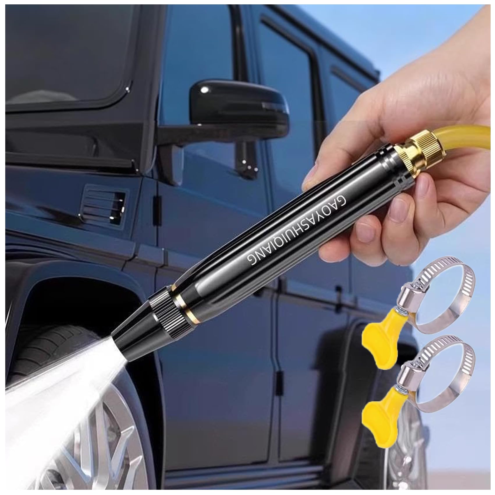 Powerful High Pressure Water Gun for Car Cleaning, 2026 New Adjustable Hose Nozzle Sprayer with Booster Nozzle, for Watering Plants and Vegetables, and car Washing (1Pcs)