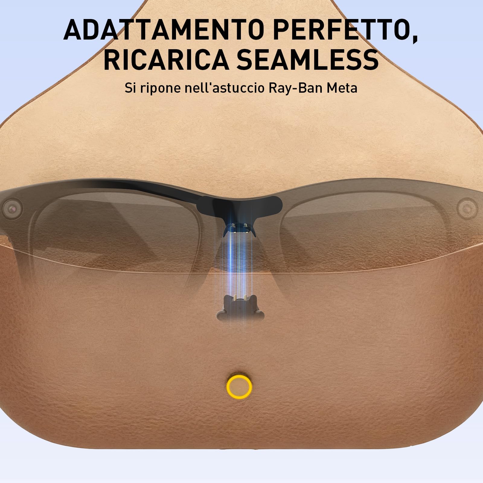 PRISMXR Set di ricarica Carina C1 compatibile con Occhiali Ray-Ban Meta, include cavo di ricarica magnetico & batterie sostituibili (+12h di autonomia) (Per Wayfarer - Regular)