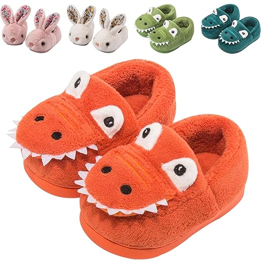 Kids Toddler Slippers Boys Girls Dinosaur Bunny House Shoes Non Slip Warm Soft Winter Fuzzy Indoor Slipper