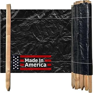 3 ft x 100 ft DOT Silt Fence with Wood Stakes (4 ft) - Sediment and Erosion Control - Made in USA | Sandbaggy (16, Black)