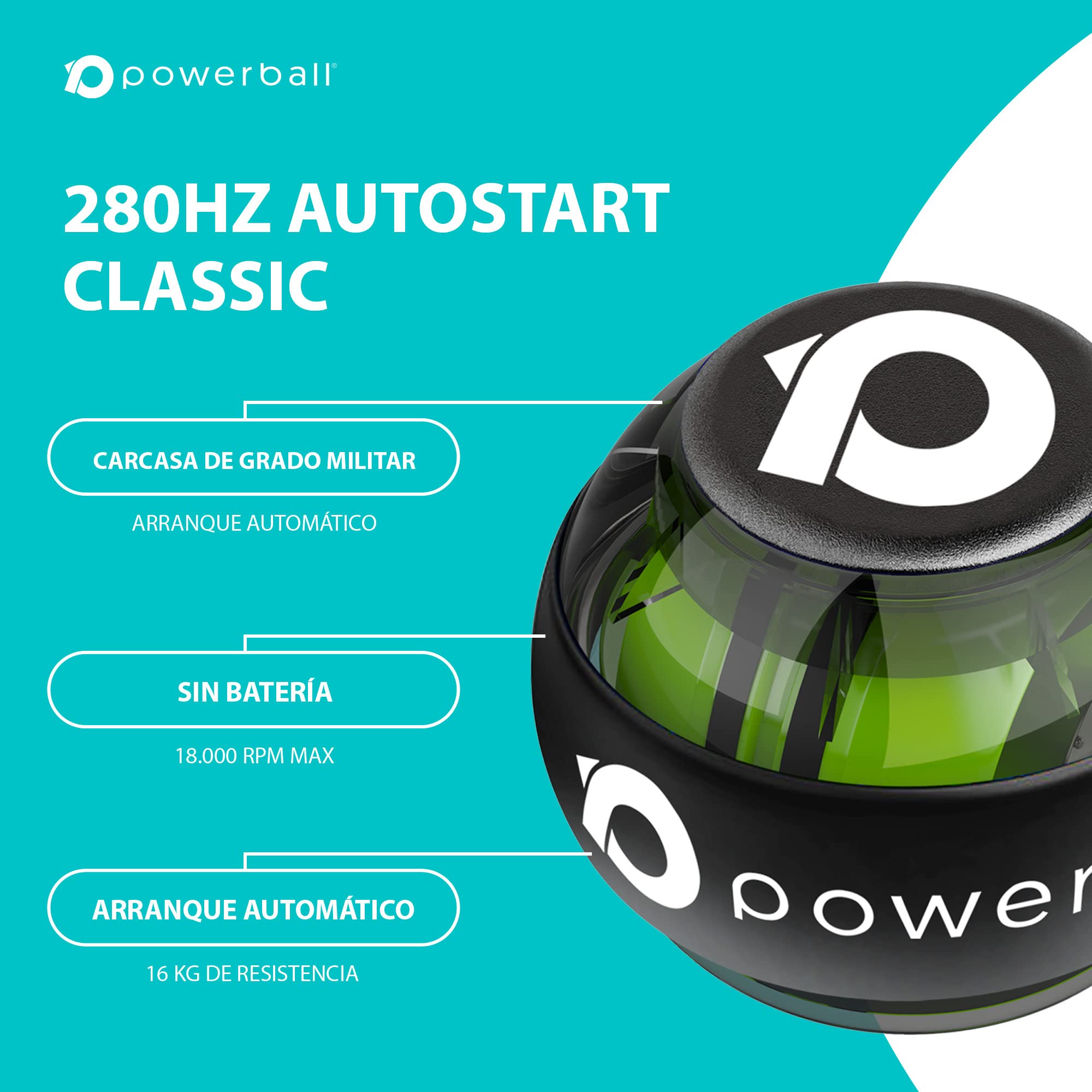 Powerball NSD 280Hz Autostart Ejercitador de Brazo, y Fortalecedor de Antebrazos, Mano y Muñeca, Negro