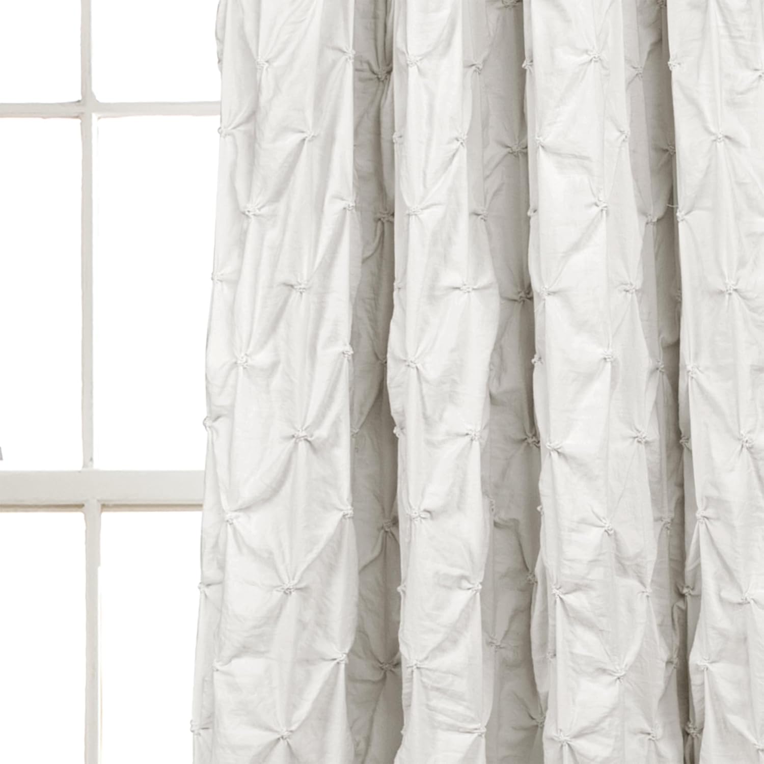 Lush Decor Ravello Pintuck Window Curtain Panel, Single, 52" W x 84" L, White - Luxe Pintuck Embellishment - Chic Textured Design - Traditional Glam & Farmhouse Window Decor