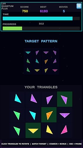 Quantum Flux Match Puzzle Game: Triangle Shape Rotate Memory Challenge – vue 2