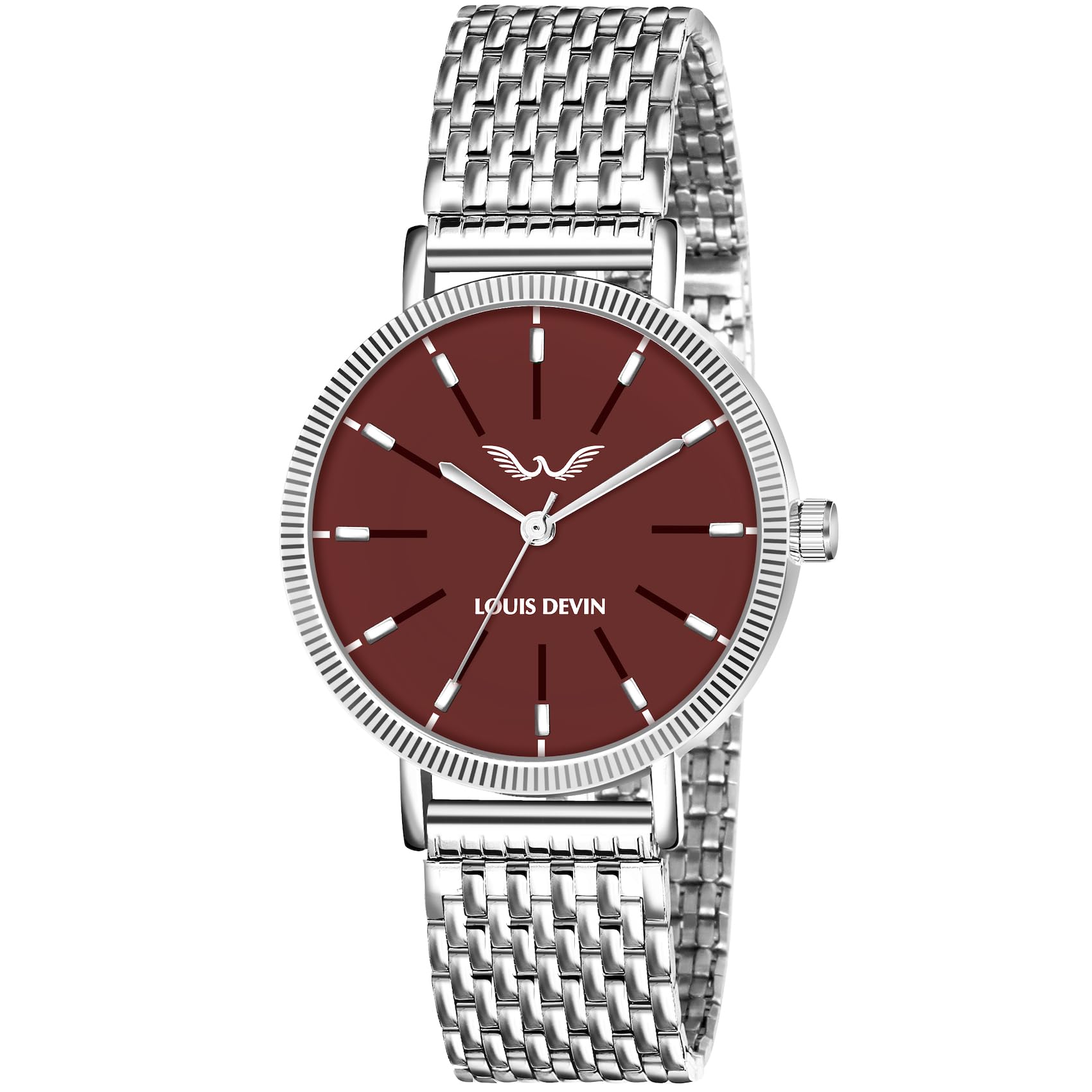 LOUIS DEVIN Stainless Steel Chain Analog Wrist Watch for Women (Maroon Dial) | LD-ZL176-MRN (B0CR6P8CXW) Amazon Price History, Amazon Price Tracker