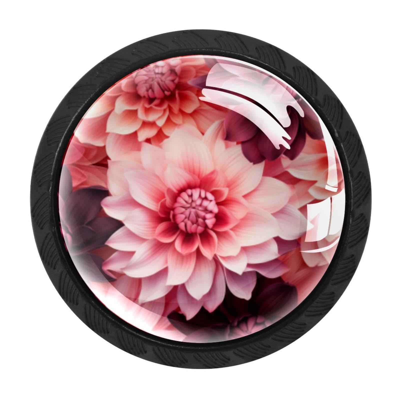 CHENZZZZ 4 pcs Flower Petal Cabinet Knobs Crystal Drawer Pulls for Kitchen, Bathroom Cabinet, Dresser and Cupboard