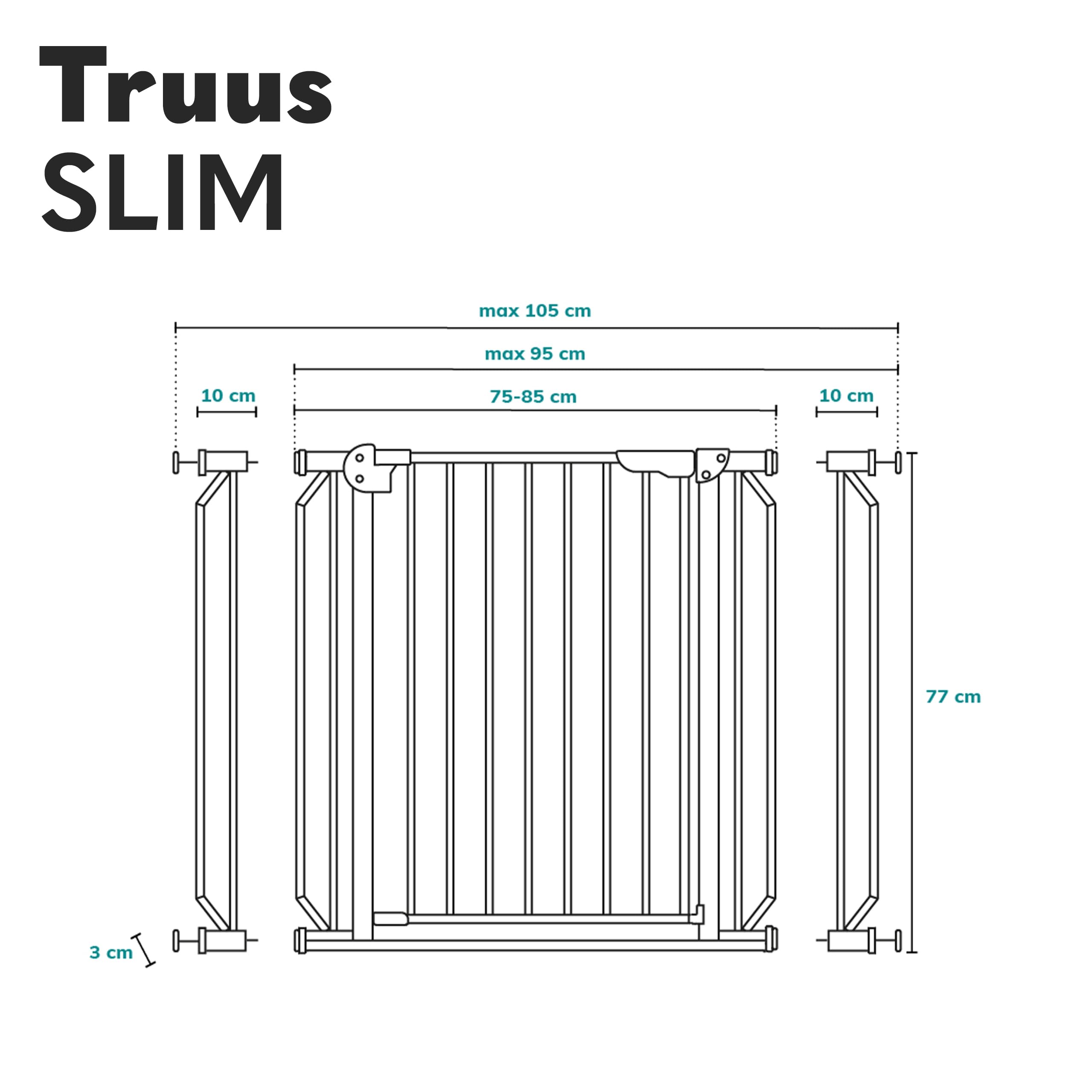 Lionelo Truus Slim Barrière de Sécurité Enfant et Chien 75-105 cm, Barrière Escalier et Porte à Pression sans Perçage, Fermeture Automatique, AutoStop, Double Verrouillage, Ouverture Double Sens