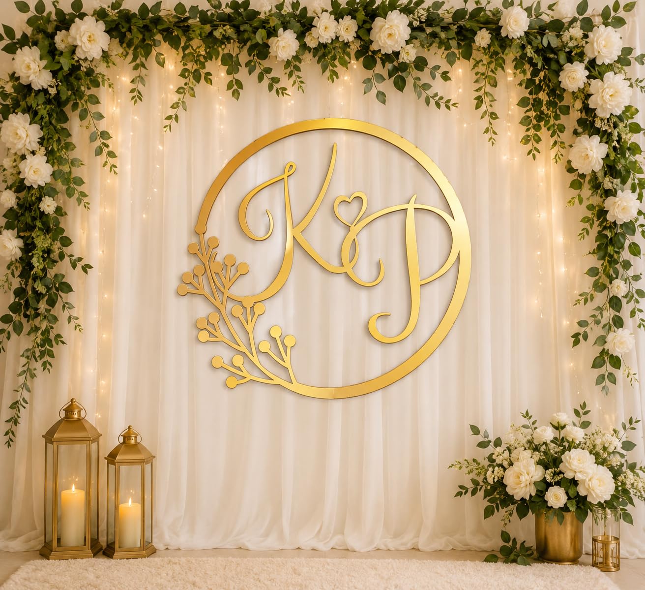 Personalized Wedding Monogram Wall Decor for Couple | Custom Initials Acrylic Wedding Backdrop Sign | Engagement & Reception Stage Decoration | Bridal Shower Party Decor Gift - 12 X 12 Inches-image-5