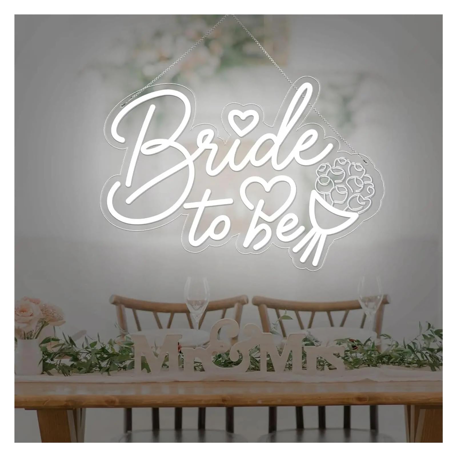 XENITE Luces Art Decoration Christmas Letrero De Neón Bride To BeCon Atenuación USB Para Bodas, Fiestas, Dormitorios, Compromisos, Decoración De Pared,38x30cm