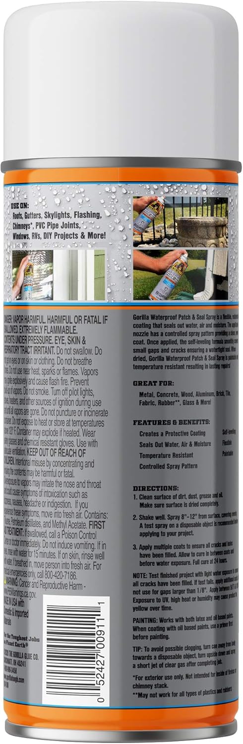 Gorilla Waterproof Patch & Seal Spray, Clear, 14 Ounces, 1 Pack : Everything Else