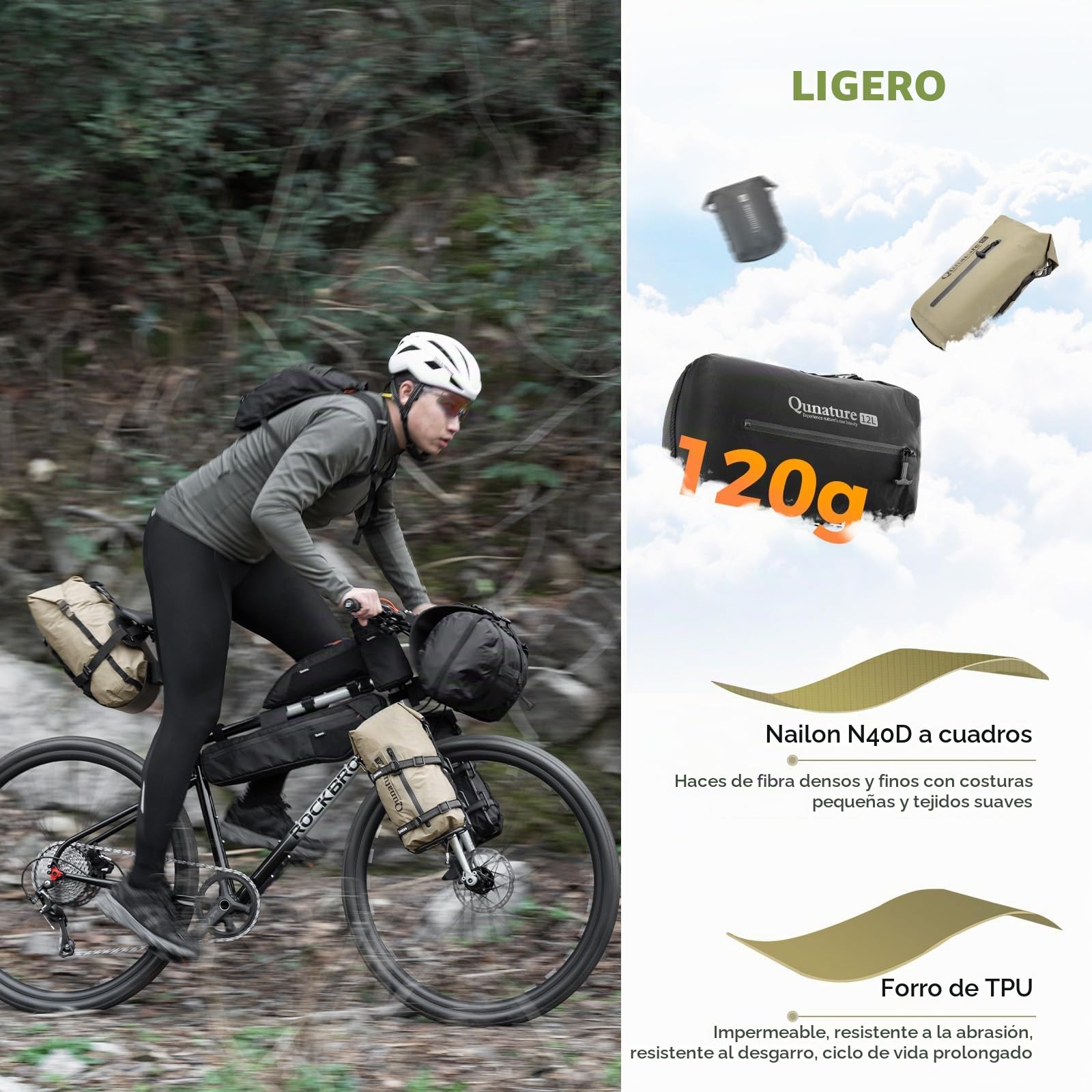Bolsa Impermeable para Bicicleta con Sistema de Compresión