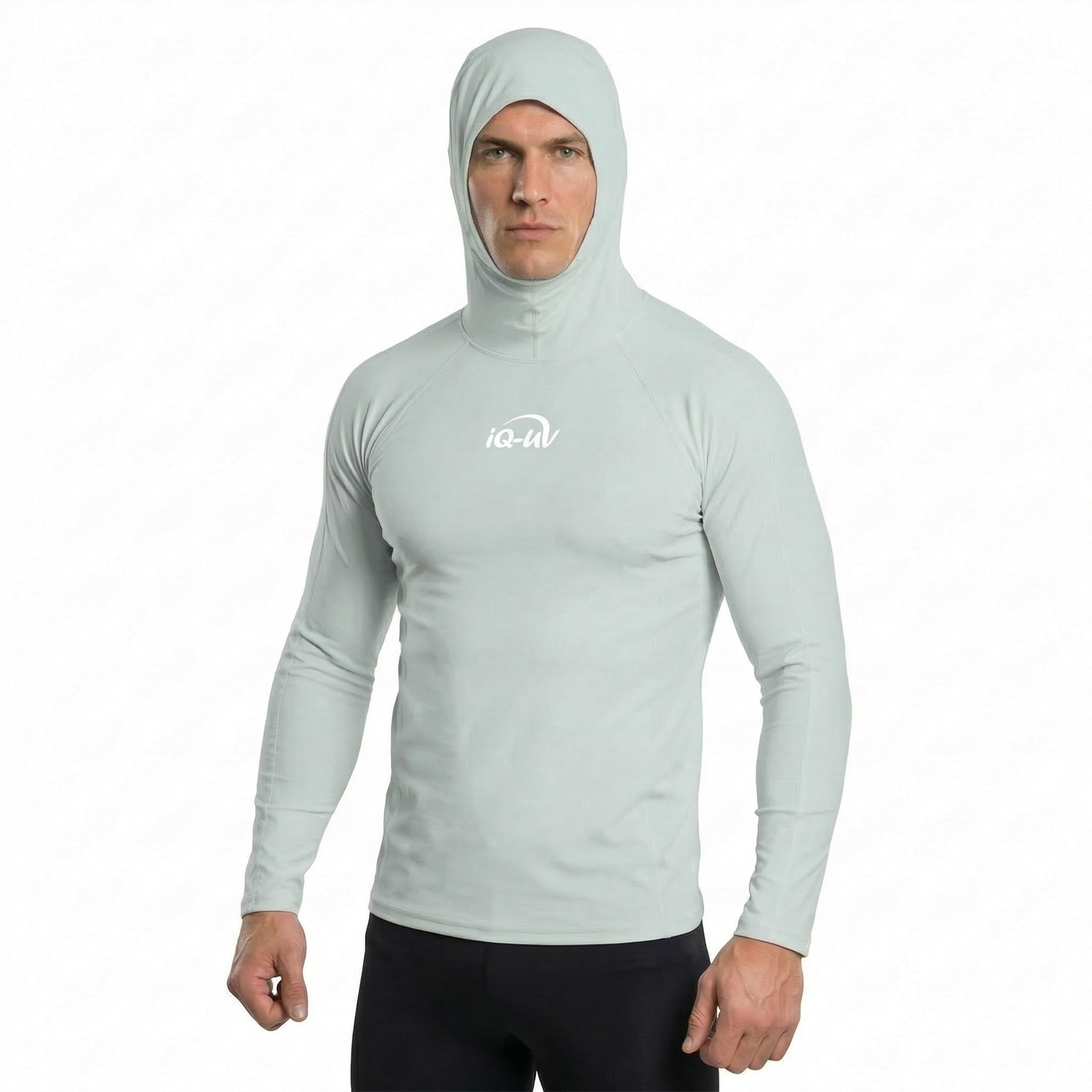 iQ-UV Shirt für Herren Kapuzenshirt Langarm – Rashguard für Herren mit UPF 50+ Sonnenschutz für Aktiv- und Wassersport – Schwimmshirt für Männer – Atmungsaktiv und schnelltrocknend