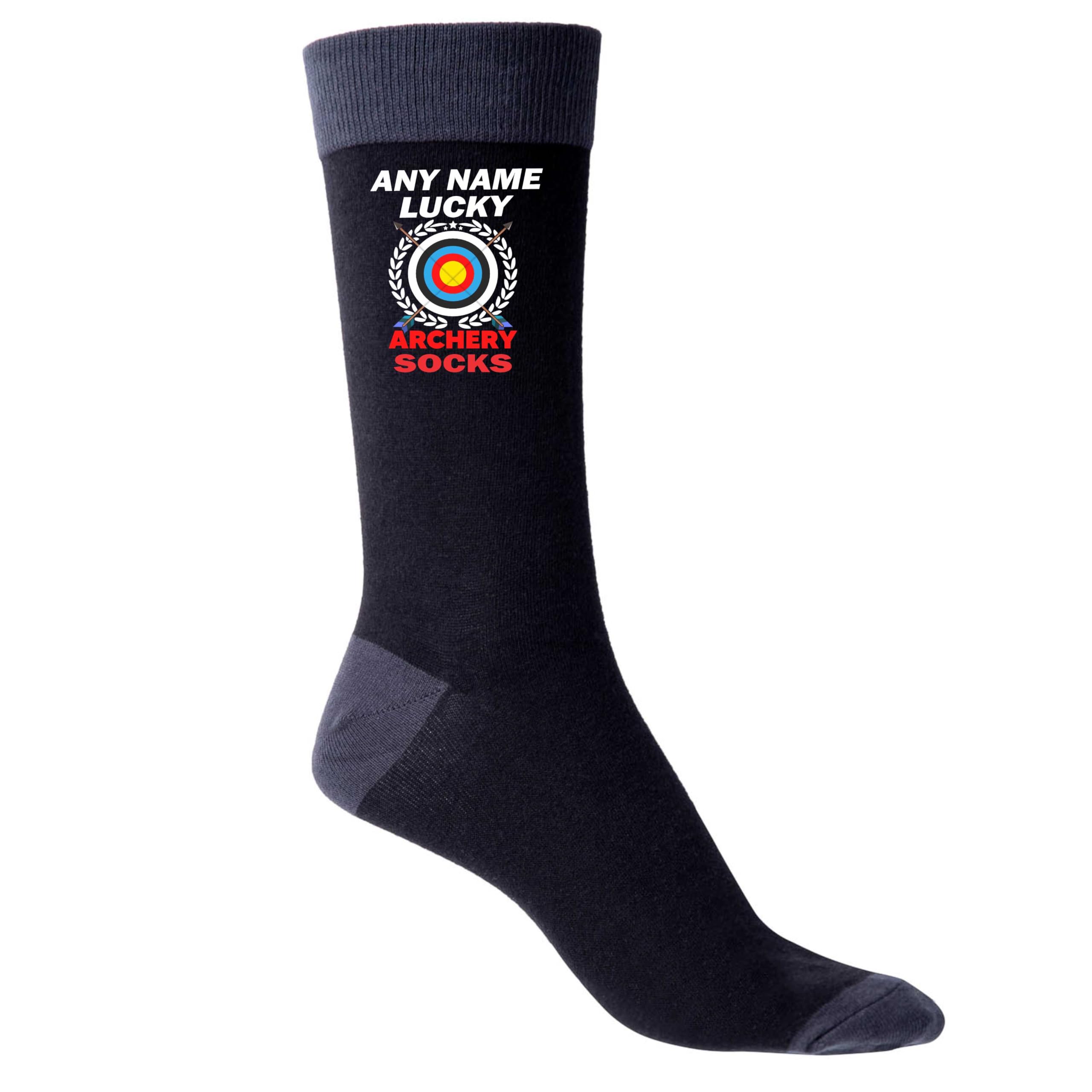 Print4u Men's Black Lucky Archery Personalise With Any Name Socks Gift For Him