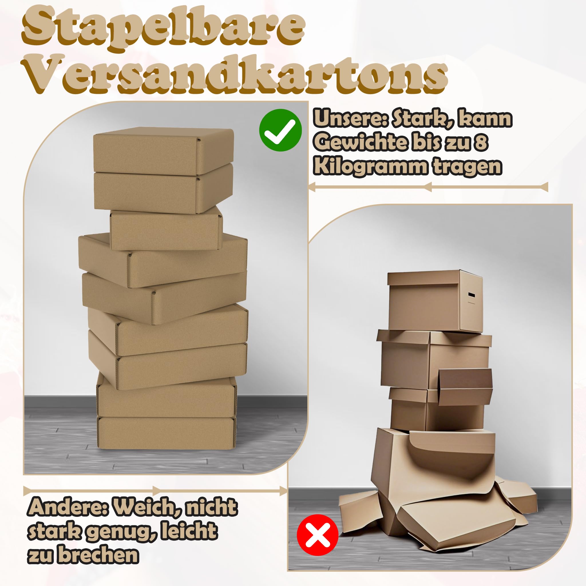 ACXIN Versandkarton Braun 20x15x5cm Maxibrief Karton, Faltkarton Großbrief Verpackung, 80 Stück Wellpappe Kartons, Stabile Versandbox für Kleine Waren, Geschenkverpackung, E-Commerce Lagerung