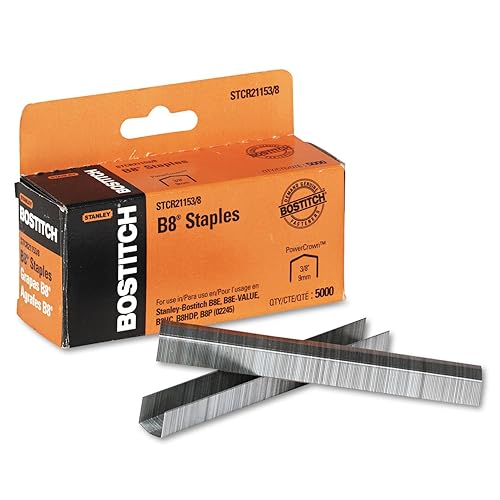 Bostitch B8 PowerCrown Staples 0375 Inch Leg 45 Sheet Capacity 5000 Per Box STCR211538