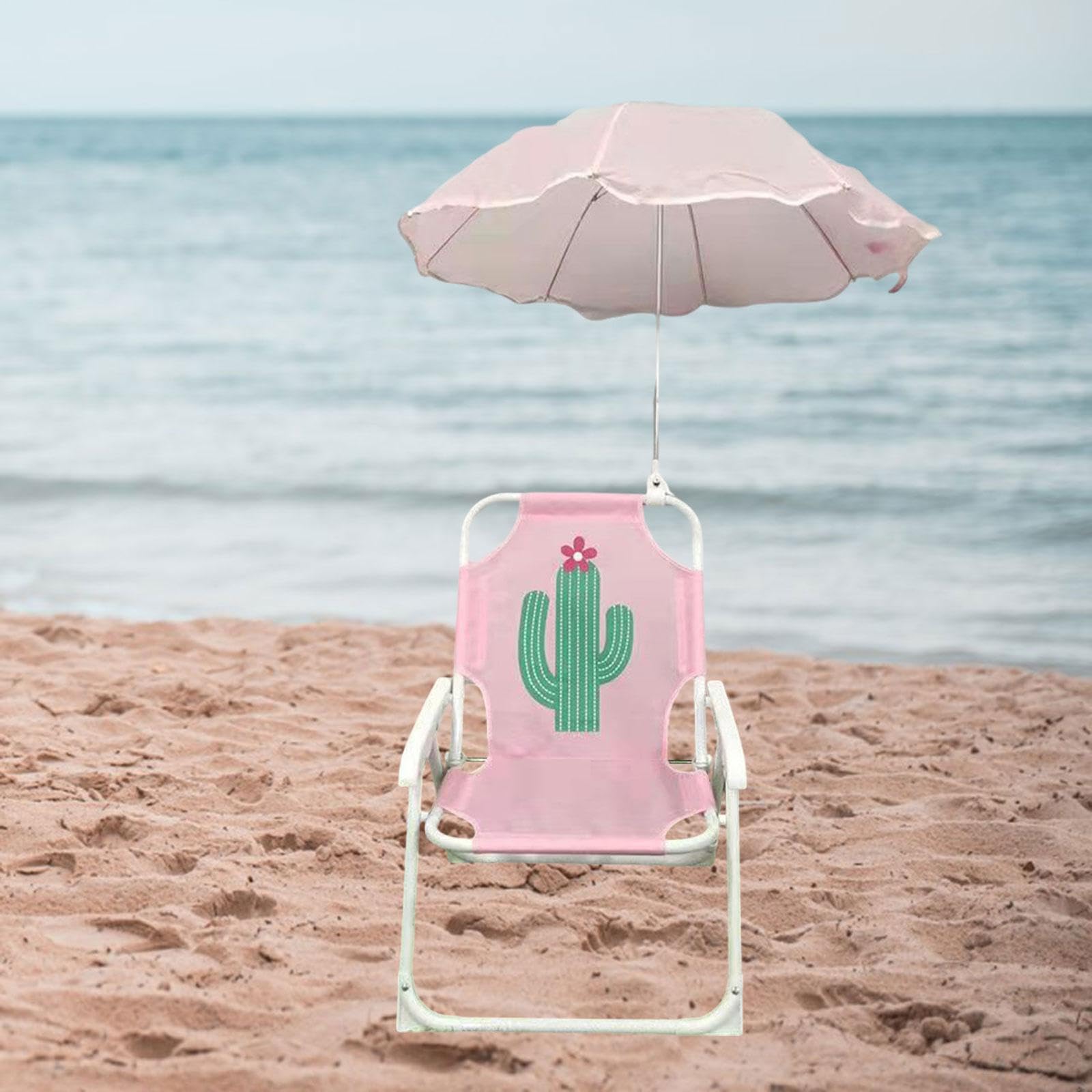Sedia Pieghevole Per Bambini Con Ombrellone – Tema Sirena, Struttura In Acciaio E Tessuto Oxford, Portabevande, Per Spiaggia E Campeggio