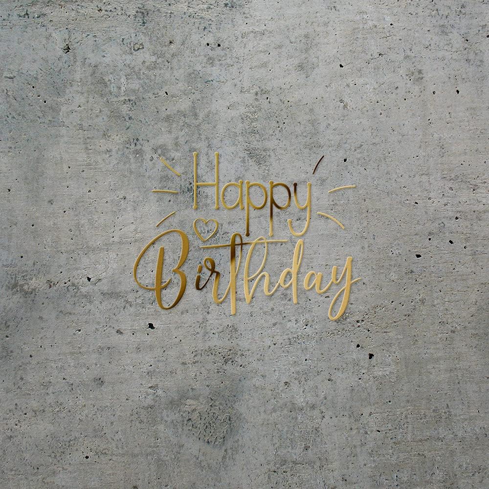 2 Pcs - Decal Stickers of Happy Birthday (Metallic Gold) Luxury Weatherproof Vinyl Decal Stickers for Laptop Desktop Smartphone Car Dirt Bike Wall Room Mason Jar Bathtub Door - ANDsticd46741GO image 2