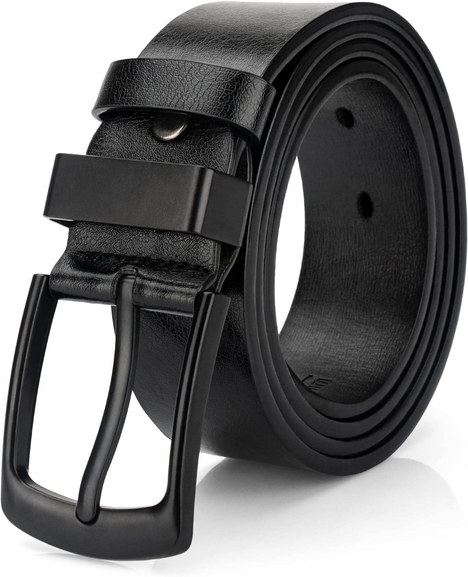 Mens Casual Dress Belt, Mens Black Leather Belt for Jeans Work